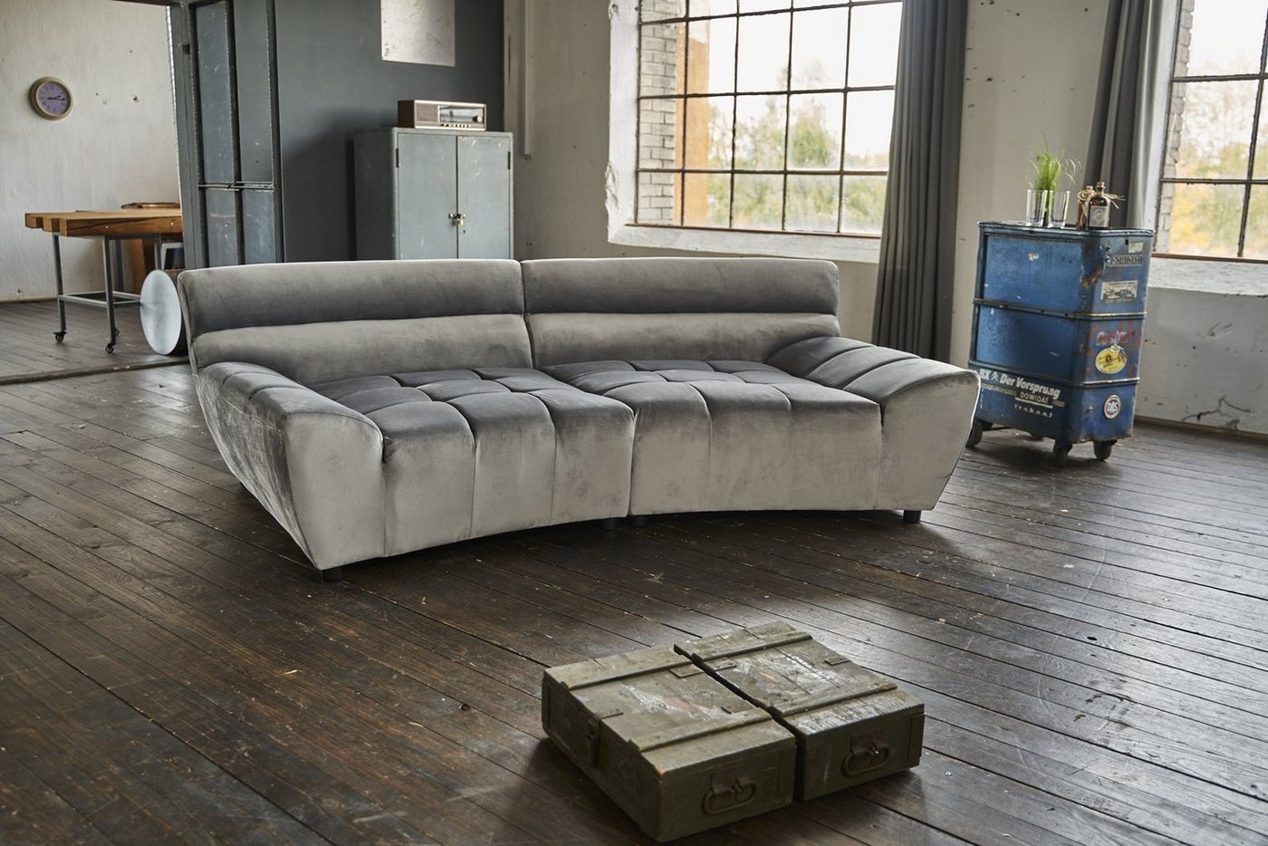 KAWOLA Sofa NERLA, Big Sofa Stoff Velvet verschiedene Farben von KAWOLA