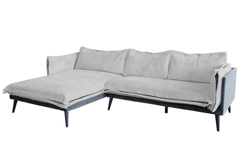 KAWOLA Sofa QUENYA Ecksofa Cord hellgrau/Velvet anthrazit Recamiere Links von KAWOLA