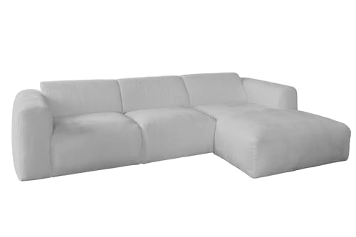 KAWOLA Sofa Valar Ecksofa Stoff Silber Recamiere rechts von KAWOLA