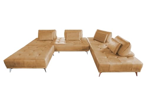 KAWOLA Sofa WIOLO Ecksofa Leder mit Hocker Cognac von KAWOLA