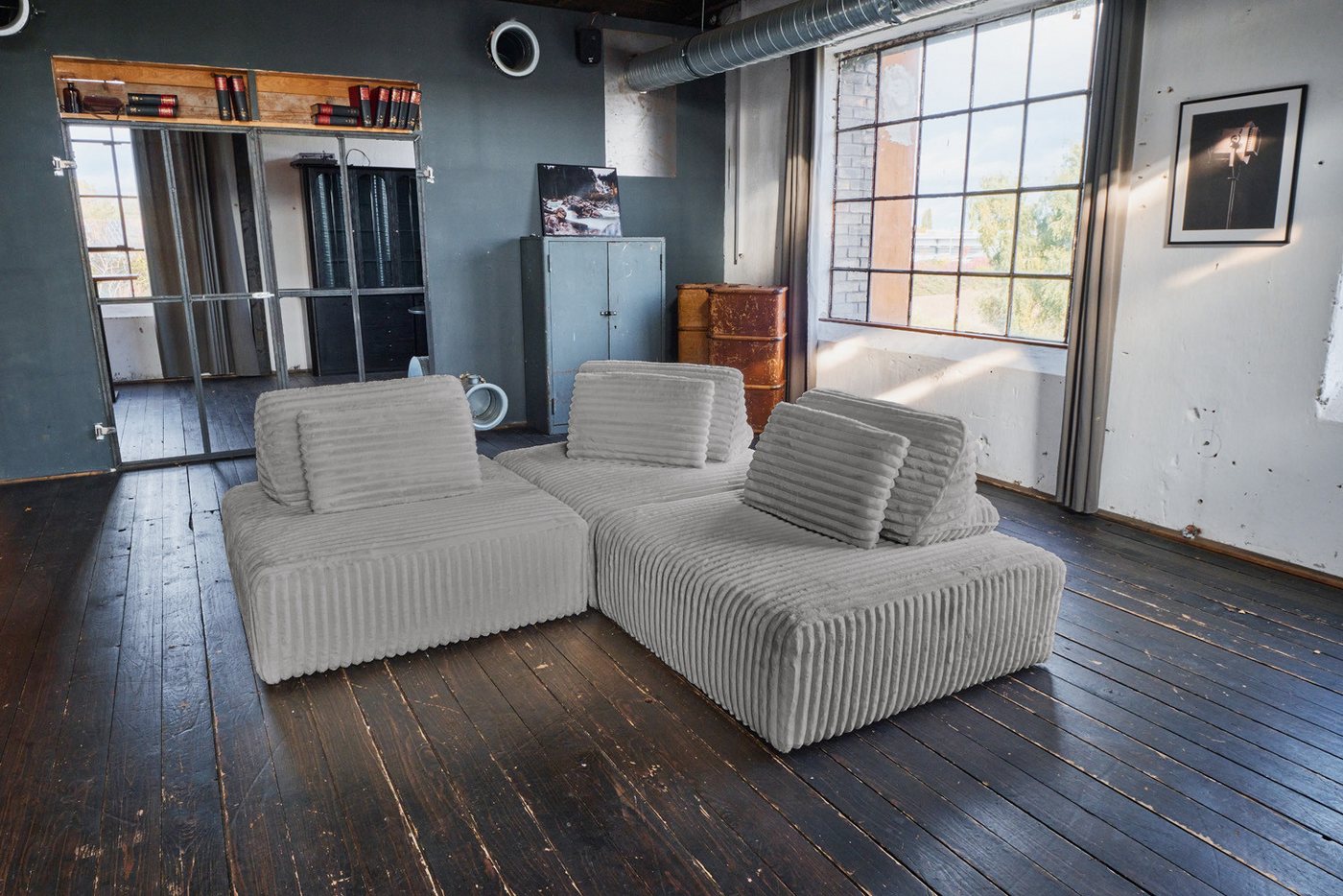 KAWOLA Sofa WIOLO SOFT Cord Sofa - Modular - Komfortabel & Flexibel - Wohnzimmer, Modulsofa. Weicher Breitcord. Abziehbar & vielseitig. 3 Module. von KAWOLA