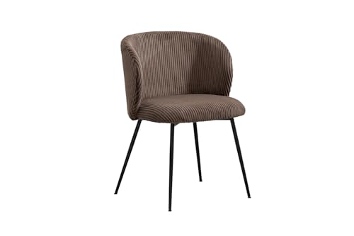 KAWOLA Stuhl Design Esszimmerstuhl Lena - Polsterstuhl Modern Cord Braun | Esszimmer Stuhl Bequem Robust von KAWOLA
