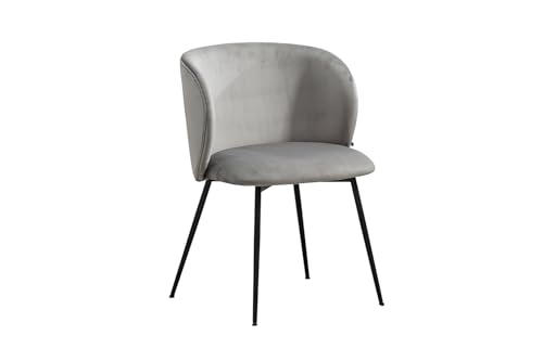 KAWOLA Stuhl Design Esszimmerstuhl Lena Velvet Grau, Polsterstuhl für Esszimmer und Wohnzimmer, Moderner Stuhl mit gepolstertem Sitz von KAWOLA