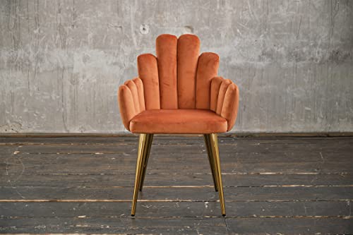 KAWOLA - Stuhl Freja - Velvet Bezug und Metallgestell, Modernes Esszimmer- und Bürodesign, Komfortabel Gepolsterte Rückenlehne - Kupfer, Metall von KAWOLA