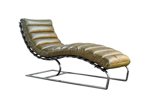 KAWOLA Tantra Liege Siry Tantra Couch | Tantra Chair | Relaxsessel Relaxliege Designer Sessel Cocktail Sessel Vintage Leder | Polsterliege Stillsessel | gemütliche Liege Lougesessel Liegesessel Oliv von KAWOLA