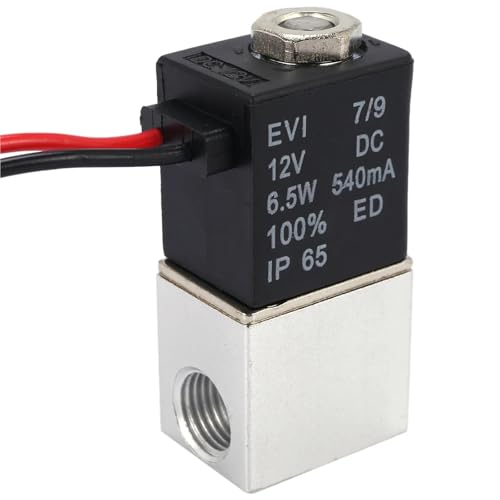 ABLK DC12V Solenoid Valve 1/4 Inch 2 Way Normally Closed Direct-Acting Pneumatic Valves For Water Air Gas von KAWZLOSBK