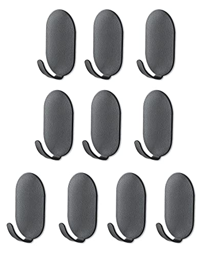 KAXIMON Selbstklebende schwarze Haken, 10 Stück, Wandaufhänger ohne Nägel, Wandhaken zum Aufkleben, strapazierfähig, schwarz, für Badezimmer, Küche, Büro, Spüle, Kühlschrank von KAXIMON
