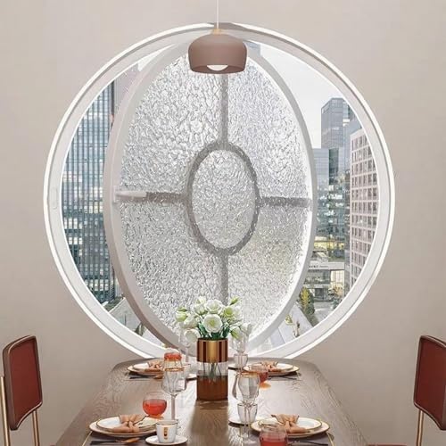 360° Drehbares Rundfenster, Drehflügelfenster Bullauge Aus Gehärtetem Glas, Aluminium Drehflügel Mit Griff, Lüftungsfenster Für Bad, Küche, Schlafzimmer, Wohnzimmer(Water Ripple Black,90cm/35.4in) von KAXLDHH
