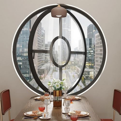 KAXLDHH 360° Drehbares Rundfenster, Drehflügelfenster Bullauge Aus Gehärtetem Glas, Aluminium Drehflügel Mit Griff, Lüftungsfenster Für Bad, Küche, Schlafzimmer, Wohnzimmer(Nero,60cm/23.6in) von KAXLDHH