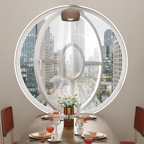 KAXLDHH 360° Drehbares Rundfenster, Drehflügelfenster Bullauge Aus Gehärtetem Glas, Aluminium Drehflügel Mit Griff, Lüftungsfenster Für Bad, Küche, Schlafzimmer, Wohnzimmer(Wit,80cm/31.5in) von KAXLDHH