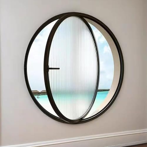 KAXLDHH 360° Drehbares Rundfenster, Drehflügelfenster Drehflügel, Ersatz-Lüftungsfenster Aus Transparentem Glas Mit Griff Für Bad, Wohnzimmer, Küche(Printed Black,90cm/35.4in) von KAXLDHH