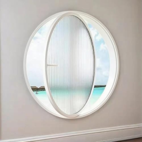 KAXLDHH 360° Drehbares Rundfenster, Drehflügelfenster Drehflügel, Ersatz-Lüftungsfenster Aus Transparentem Glas Mit Griff Für Bad, Wohnzimmer, Küche(Printed White,80cm/31.5in) von KAXLDHH
