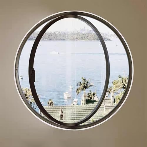 KAXLDHH 360° Drehbares Rundfenster, Schwingfenster Aus Gehärtetem Glas, Bullauge Mit Aluminiumrahmen, Drehflügelfenster, Lüftungsfenster Für Bad, Wohnzimmer, Küche(Nero,40cm/15.8in) von KAXLDHH