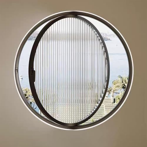 KAXLDHH 360° Drehbares Rundfenster, Schwingfenster Aus Gehärtetem Glas, Bullauge Mit Aluminiumrahmen, Drehflügelfenster, Lüftungsfenster Für Bad, Wohnzimmer, Küche(Printed Black,40cm/15.8in) von KAXLDHH