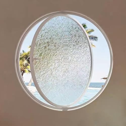 KAXLDHH 360° Drehbares Rundfenster, Schwingfenster Aus Gehärtetem Glas, Bullauge Mit Aluminiumrahmen, Drehflügelfenster, Lüftungsfenster Für Bad, Wohnzimmer, Küche(Water Ripple White,90cm/35.4in) von KAXLDHH