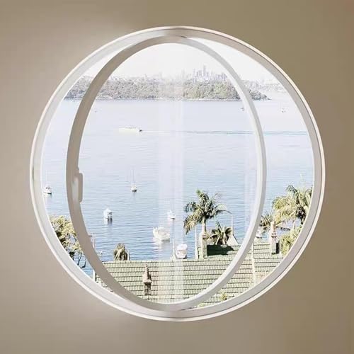 KAXLDHH 360° Drehbares Rundfenster, Schwingfenster Aus Gehärtetem Glas, Bullauge Mit Aluminiumrahmen, Drehflügelfenster, Lüftungsfenster Für Bad, Wohnzimmer, Küche(Wit,70cm/27.5in) von KAXLDHH
