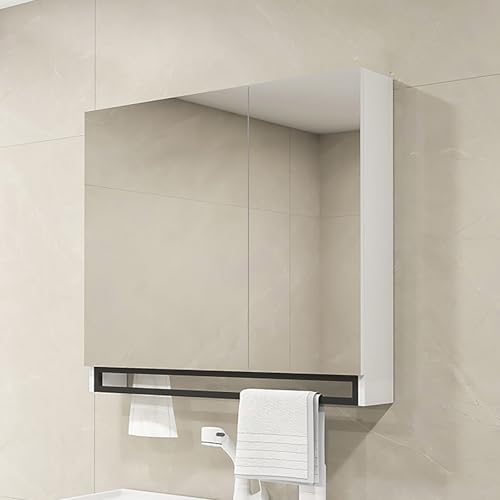 KAXLDHH Badezimmerschrank, Spiegelschrank Bad Aus Massivholz, Badezimmerschränke Mit Aluminiumrahmen Und Handtuchhalter, Badezimmerspiegel Badezimmer Spiegelschrank(60CM/23.6IN) von KAXLDHH