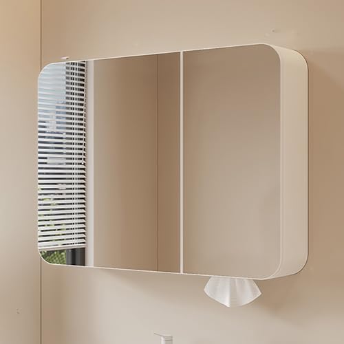 KAXLDHH Badezimmerspiegel Mit Stauraum, Badezimmerschrank Wandmontage, Aluminiumrahmen Spiegelschrank Bad, Massivholz-Badezimmerschränke Für Über Dem Waschbecken(70CM/27.5IN) von KAXLDHH