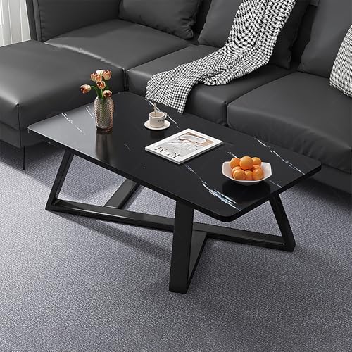 KAXLDHH Couchtisch Aus Massivholz, Beistelltisch, Balkontisch, Nachttisch Mit Rutschfester Basis, Wohnzimmertisch Mit Karbonstahlrahmen Für Wohnzimmer Und Schlafzimmer(Nero,100x50x46cm) von KAXLDHH