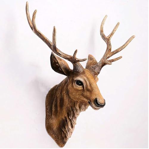 Hirschkopf Geweih Wanddekoration Deko Skulptur Kgeweih Wanddeko, Tierkopf Wanddeko Dekorative Wandhalterung Hirschgeweih Deko Dekorationen Für Zuhause(60x53cm) von KAXLDHH