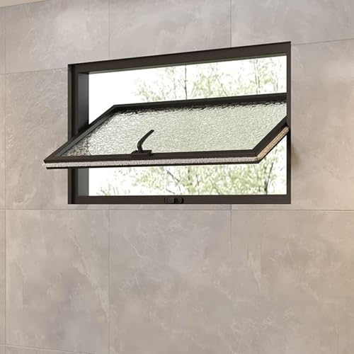 KAXLDHH Kellerfenster Mit Gehärtetem Glas, Lüftungsfenster Mit Griff, 360° Drehbares Aluminium-Flügelfenster Für Gartenhäuser Und Badezimmer(Ripple Black,26x22in/66x56cm) von KAXLDHH