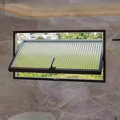 KAXLDHH Kellerfenster Mit Gehärtetem Glas, Lüftungsfenster Mit Griff, Aluminium-Flügelfenster, 360° Drehbares Drehfenster Mit Griff Für Küche, Schlafzimmer Und Wohnzimmer(Nero,34x14in/86x36cm) von KAXLDHH