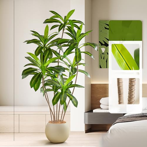 KAXLDHH Künstliche Bäume, Hoher Kunstbaum Mit Pflanzgefäß, Kunstpflanzen Mit Stamm Und Blättern, Künstliche Pflanzen Für Büro, Zuhause, Innen- Und Außendekoration(Beige,180cm) von KAXLDHH