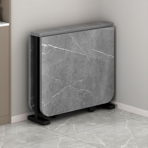 KAXLDHH Platzsparender Klapptisch, Mobiler Klappbarer Esstisch Mit Rollen, Rechteckiger Küchentisch Aus Massivholz Für Kleine Räume(Gray,120x80x75cm) von KAXLDHH