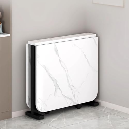 KAXLDHH Platzsparender Klapptisch, Mobiler Klappbarer Esstisch Mit Rollen, Rechteckiger Küchentisch Aus Massivholz Für Kleine Räume(Wit,100x80x75cm) von KAXLDHH