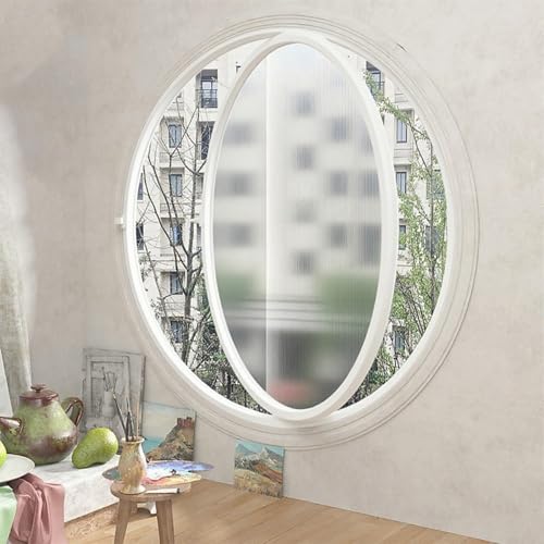 KAXLDHH Rundfenster Aus Aluminiumrahmen, Drehflügelfenster Gehärtetem Glas, 360° Drehbarer Drehflügel, Ersatz-Lüftungsfenster Mit Griff Für Bad, Küche, Wohnzimmer(Printed White,100cm/39.4in) von KAXLDHH