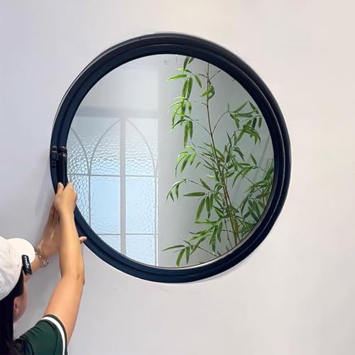 KAXLDHH Rundfenster Mit Griff, 360° Drehbares Rundfenster Aus Gehärtetem Glas, Ersatz-Lüftungsfenster Mit Aluminiumrahmen, Bullauge Für Bad, Wohnzimmer Zimmer, Küche(Nero,60cm/23.6in) von KAXLDHH