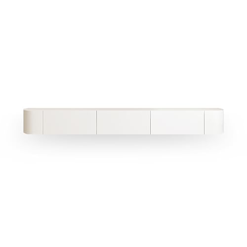 KAXLDHH Schwebender TV Schrank, Hängend TV Lowboard, Wandmontierte Fernsehschrank Mit Klapptüren Und Schubladen, Medienkonsole Fernsehtisch Aus Holz Für Kabelbox, Spielkonsole(Wit,280x24x20cm) von KAXLDHH