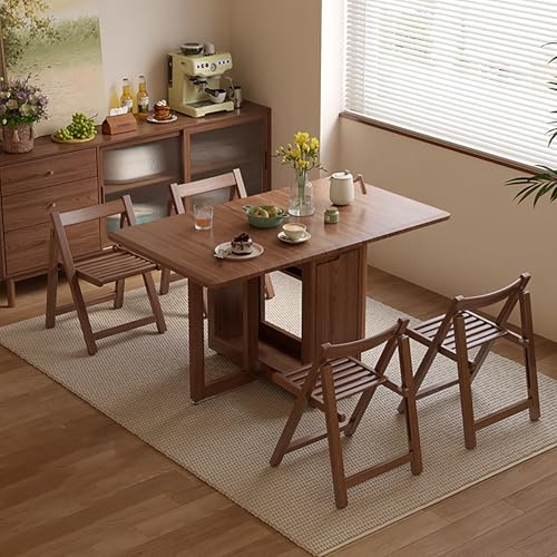 Klappbarer Esstisch, Küchenklapptisch Mit Ablage, Platzsparender Mobiler Klappbarer Esstisch Aus Massivholz, Beweglich Und Erweiterbar (ohne Stuhl)(Brown,140cm) von KAXLDHH