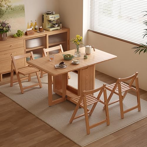 Klappbarer Esstisch, Küchenklapptisch Mit Ablage, Platzsparender Mobiler Klappbarer Esstisch Aus Massivholz, Beweglich Und Erweiterbar (ohne Stuhl)(Natural,170cm) von KAXLDHH