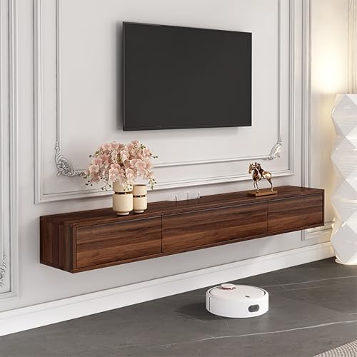 Schwebender TV Schrank, Schwebendes Fernsehschrank Mit Klapptüren Wandmontierte TV Lowboard, Holz-Fernsehtisch Für Kabelbox Und Spielkonsole(Multi-Colored,160x20x24cm) von KAXLDHH