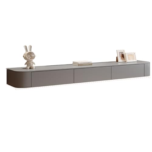 TV-Ständer, TV Schrank, Fernsehtisch, Holz Fernsehschrank Mit Klapptüren Und Schubladen, Hängeregal Für Wohnzimmer, Medienkonsole Für Kabelbox, Spielekonsole(Gray,160x24x20cm) von KAXLDHH