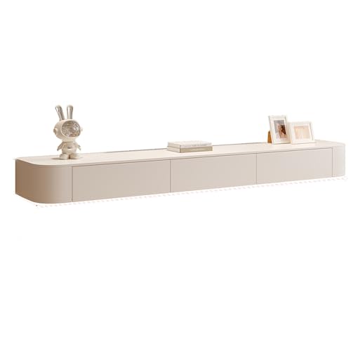 TV-Ständer, TV Schrank, Fernsehtisch, Holz Fernsehschrank Mit Klapptüren Und Schubladen, Hängeregal Für Wohnzimmer, Medienkonsole Für Kabelbox, Spielekonsole(Wit,220x24x20cm) von KAXLDHH