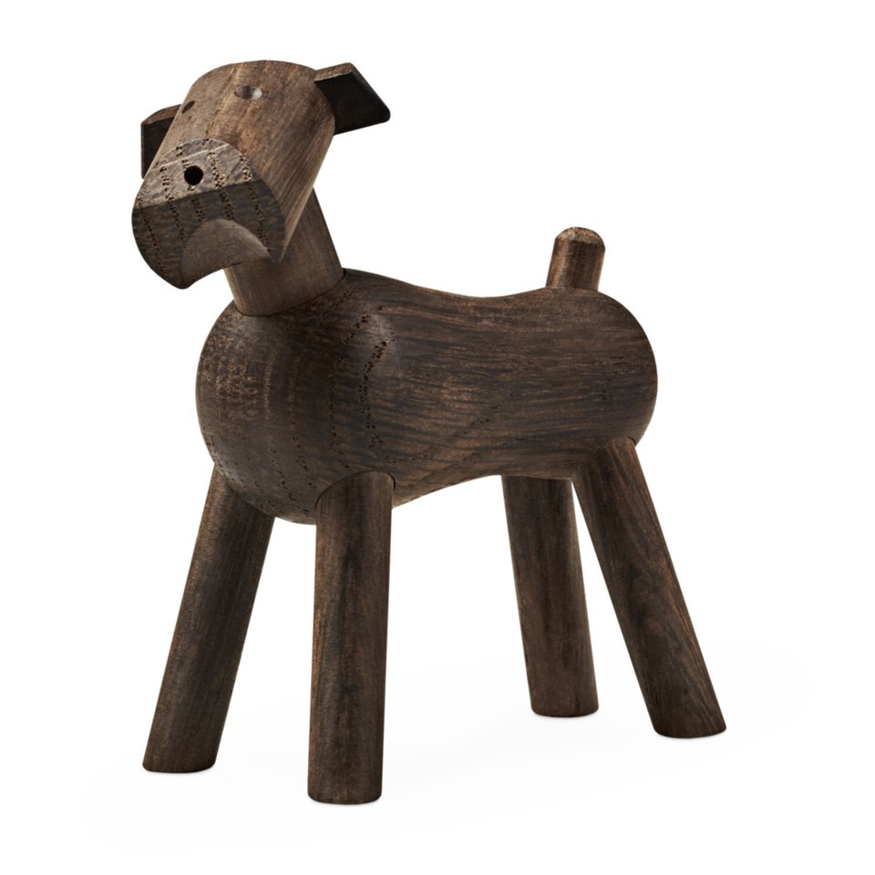 KAY BOJESEN Denmark Dekofigur Hund Tim, Dekoobjekt Holzfigur Terrier aus Eichenholz, Dänischer Designklassiker von KAY BOJESEN Denmark