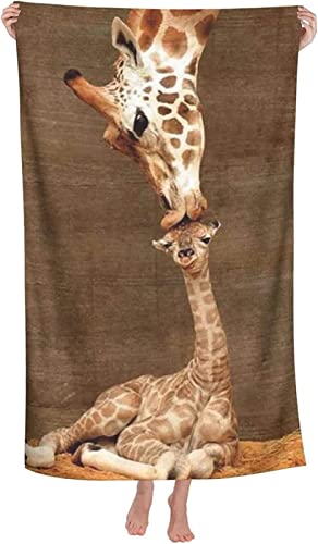 Mikrofaser Handtuch Giraffe Groß 100x200 cm, 3D Strandtuch Interessant Leicht Sauna Badetuch Schnelltrocknend Handtücher Sandfreies Strandhandtuch für Kinder und Herren und Damen von KAYAMU