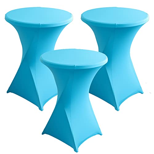 KAYBTNT 3er Set Stretch Stehtisch Hussen - Bistrotische Stehtischhussen Ø 60 / 80 cm, Pflegeleicht Abwischbar Schnelltrocknend, Hochwertige Tischhussen für Stehtische,Blau,60cm/24inch von KAYBTNT