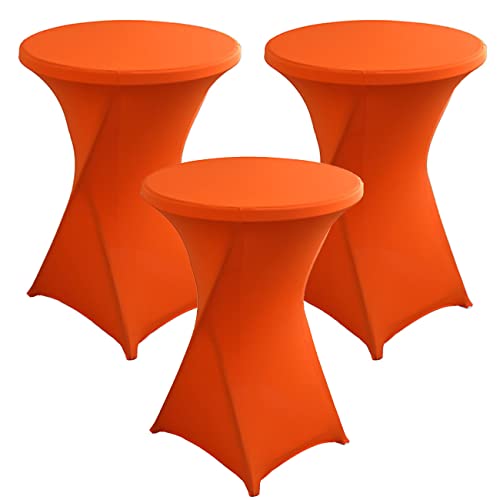 KAYBTNT 3er Set Stretch Stehtisch Hussen - Bistrotische Stehtischhussen Ø 60 / 80 cm, Pflegeleicht Abwischbar Schnelltrocknend, Hochwertige Tischhussen für Stehtische,Orange,80cm/32inch von KAYBTNT