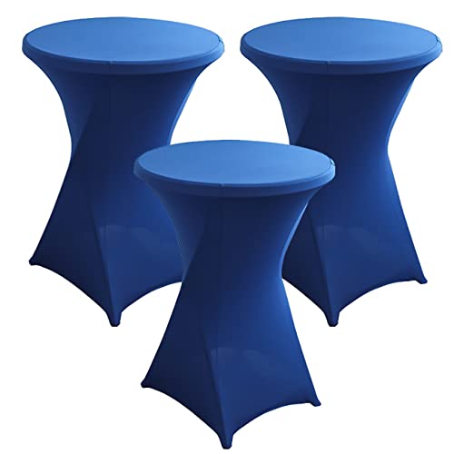 KAYBTNT 3er Set Stretch Stehtisch Hussen - Bistrotische Stehtischhussen Ø 60 / 80 cm, Pflegeleicht Abwischbar Schnelltrocknend, Hochwertige Tischhussen für Stehtische,Royal Blue,80cm/32inch von KAYBTNT