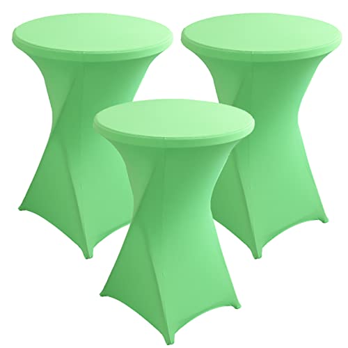 KAYBTNT 3er Set Stretch Stehtisch Hussen Ø 60/80 cm - Bistrotische Stehtischhussen, Pflegeleicht Abwischbar Schnelltrocknend, Hochwertige Tischhussen für Stehtische,Light Green 2,80cm/32inch von KAYBTNT