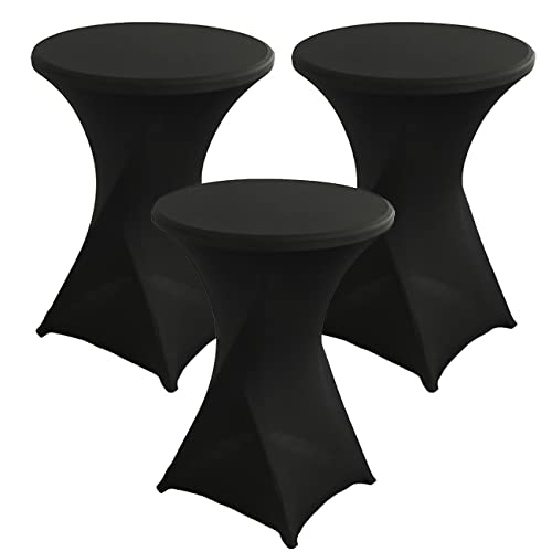 KAYBTNT 3er Set Stretch Stehtisch Hussen Ø 60/80 cm - Bistrotische Stehtischhussen, Pflegeleicht Abwischbar Schnelltrocknend, Hochwertige Tischhussen für Stehtische,Schwarz,80cm/32inch von KAYBTNT