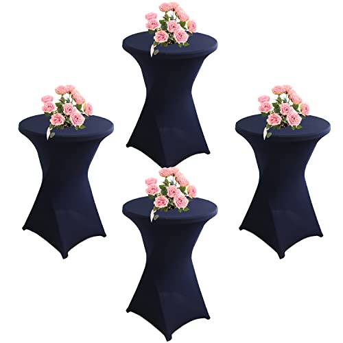 KAYBTNT 4er Set Stehtisch Hussen, Spandex Stretch Stehtischhussen für Bistrotisch, Tischhussen für Stehtische Ø 60-80cm, Elegante Tischdecke für Bankett Hochzeit Geburtstag Party,Dark Blue,80x110cm von KAYBTNT