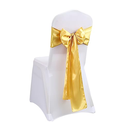 KAYBTNT Elegante Stuhlschleifen, 17 x 275cm Organza Stuhl Band Schleifen, Satin Stuhlhussen Stuhl Schärpe, Stuhlschärpen für Hochzeit Party Bankett Dekoration,Gold,30 Pcs von KAYBTNT