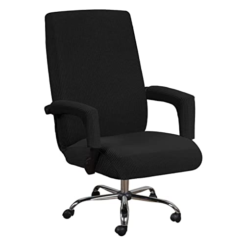KAYBTNT Hohe Lehne Bürostuhl Bezug, Waschbarer Stretch Spandex Bürostuhl Sitzbezug, Weich Husse Schonbezug für Bürostuhl, Drehstuhl Stuhlhussen, Universal Computer Stuhl überzug,Schwarz,Large von KAYBTNT