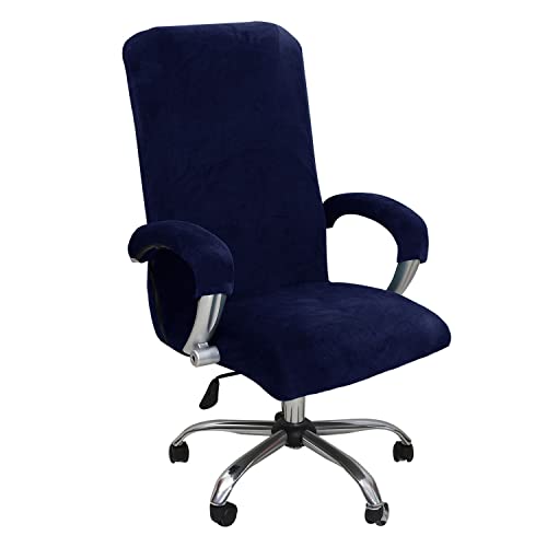 KAYBTNT Samt Bürostuhl Bezug, Hohe Lehne Bürostuhl Sitzbezug, Waschbarer Stretch Spandex Drehstuhl Stuhlhussen, Schonbezug für Bürostuhl, Universal Computer Stuhl überzug,Classic Blue,XLarge von KAYBTNT