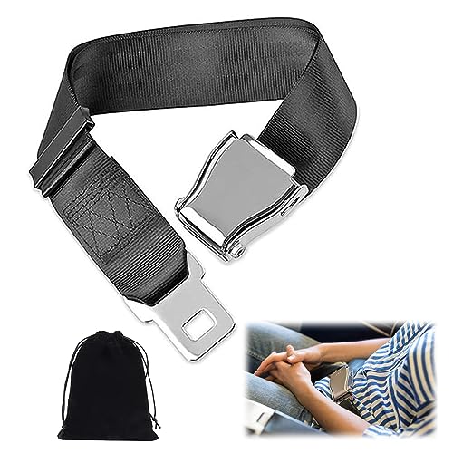 Sitzverlängerung für Flugzeug Universal Sicherheitsgurt Verlängerung Universal Verstellbare Flugzeug Teile mit Edelstahl Gürtelschnalle Clip 80 CM für Reisen(Schwarz) von KAYEF