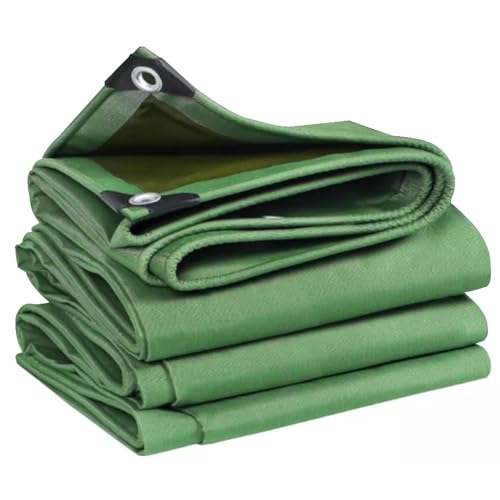 wasserdichte Plane aus Segeltuch, strapazierfähig, 600 g/m², verdickte Bodenplane mit Ösen, Mehrzweck-Pergola-Abdeckung (grün) (1.5X3m) von KAYLVA